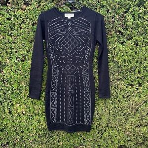 Black Long sleeve dress with front sequins - perfect for Fall/Winter